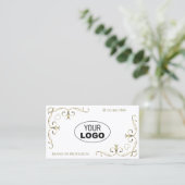 Luxury Gold  hoeken Plain White met Logo Visitekaartje (Staand voorkant)