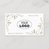 Luxury Gold  hoeken Plain White met Logo Visitekaartje (Voorkant)
