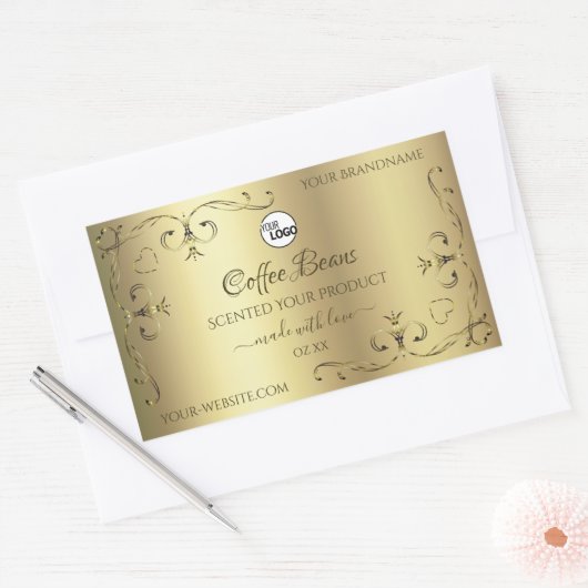 Luxury Gold  hoeken — Productlabels en Logo Rechthoekige Sticker (Envelop)