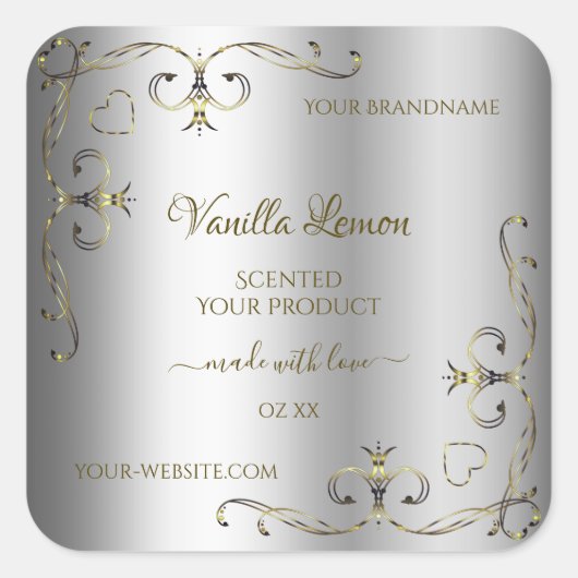 Luxury Gold  hoeken Silver Product Labels (Voorkant)