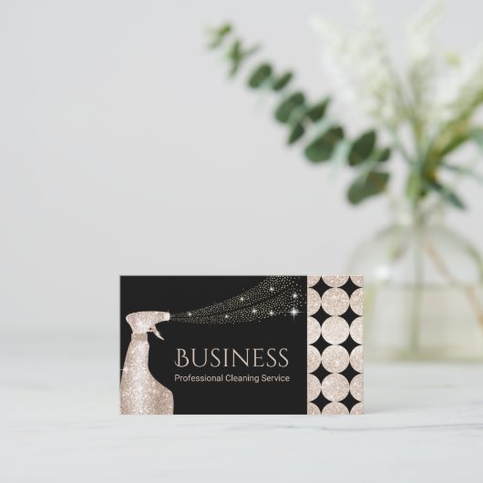 Luxury Gold House Cleaning Service Spray Cleaner Visitekaartje (Staand voorkant)