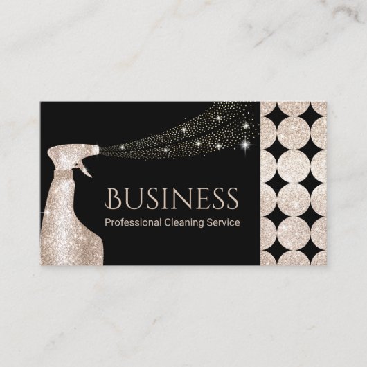 Luxury Gold House Cleaning Service Spray Cleaner Visitekaartje (Voorkant)