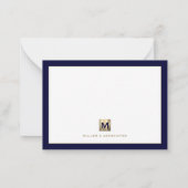 Luxury Gold Initiaal Logo marine Notitiekaartje (Achterkant)