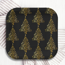 Luxury Gold kerstboom feestelijke winterse Feestda Papieren Bordje