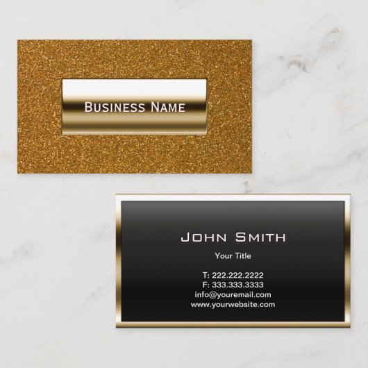 Luxury Gold Label Glitter Background Visitekaartje (Voorkant / Achterkant)