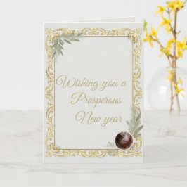 Luxury Gold Leaf & Pine Elegant New Year Folded Gr Kaart
