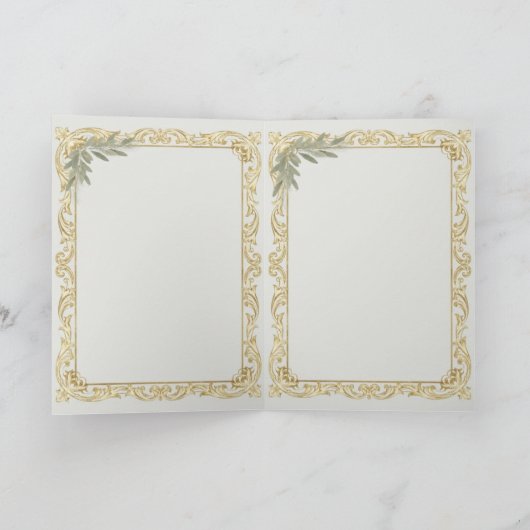 Luxury Gold Leaf & Pine Elegant New Year Folded Gr Kaart (Binnen)