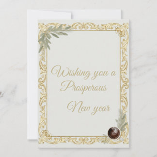 Luxury Gold Leaf & Pine Elegant New Year Greeting  Kaart