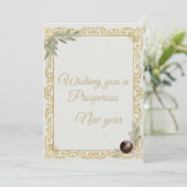 Luxury Gold Leaf & Pine Elegant New Year Greeting  Kaart (Staand voorkant)