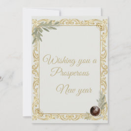 Luxury Gold Leaf & Pine Elegant New Year Greeting Kaart