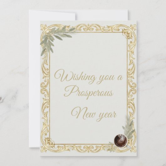 Luxury Gold Leaf & Pine Elegant New Year Greeting  Kaart (Voorkant)