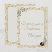 Luxury Gold Leaf & Pine Elegant New Year Greeting  Kaart (Voorkant / Achterkant)