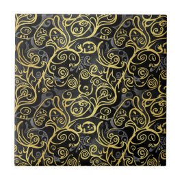 Luxury Gold Leaf Storybook Black Silver Tegeltje