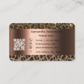 Luxury Gold Leopard Print QR Code Visitekaartje (Achterkant)
