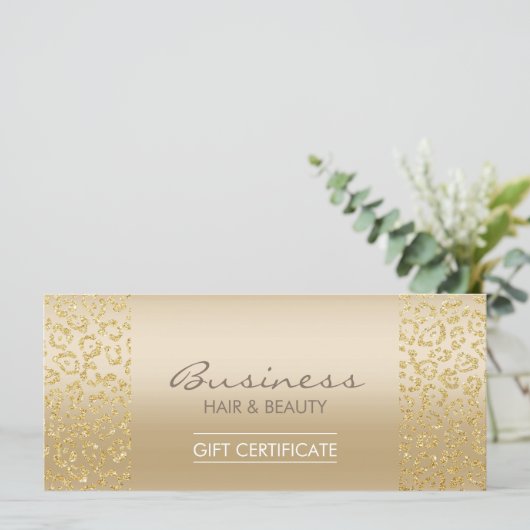Luxury Gold Leopard Print Salon Cadeaubonnen (Staand voorkant)
