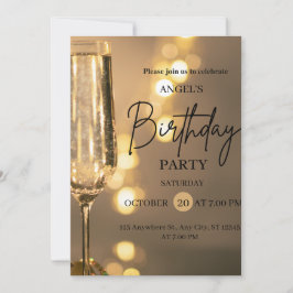 Luxury Gold Lights Birthday Invitation Bedankkaart
