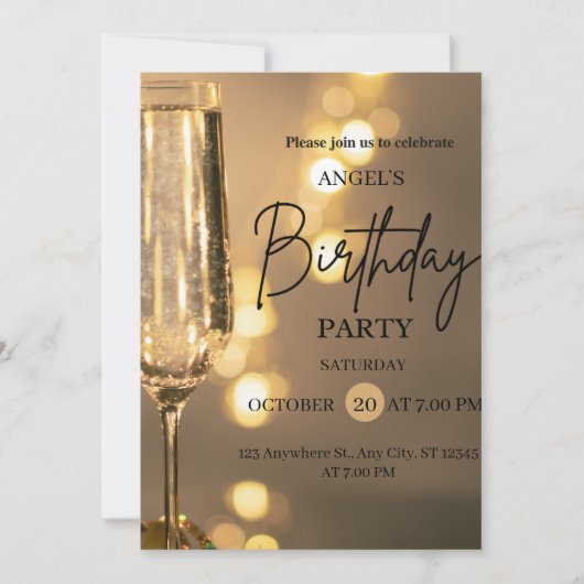 Luxury Gold Lights Birthday Invitation Bedankkaart (Voorkant)