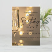Luxury Gold Lights Birthday Invitation Bedankkaart (Staand voorkant)