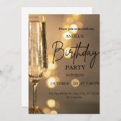 Luxury Gold Lights Birthday Invitation Bedankkaart (Voorkant / Achterkant)