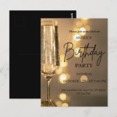 Luxury Gold Lights Birthday Invitation Briefkaart (Voorkant / Achterkant)