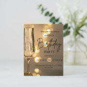 Luxury Gold Lights Birthday Invitation Feestdagenkaart (Staand voorkant)