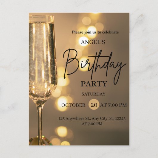 Luxury Gold Lights Birthday Invitation Feestdagenkaart (Voorkant)