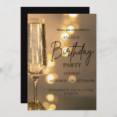 Luxury Gold Lights Birthday Invitation Kaart (Voorkant / Achterkant)