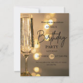Luxury Gold Lights Birthday Invitation Kaart (Voorkant)