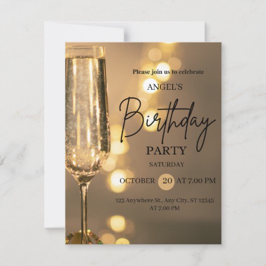 Luxury Gold Lights Birthday Invitation Kaart (Voorkant)