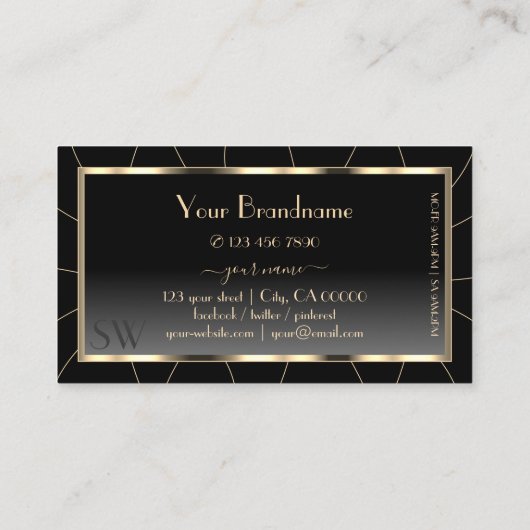 Luxury Gold Lijst Donkere gradiënt met monogram Visitekaartje (Achterkant)