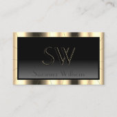 Luxury Gold Lijst Donkere gradiënt met monogram Visitekaartje (Voorkant)