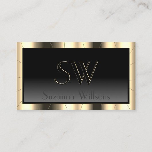 Luxury Gold Lijst Donkere gradiënt met monogram Visitekaartje (Voorkant)