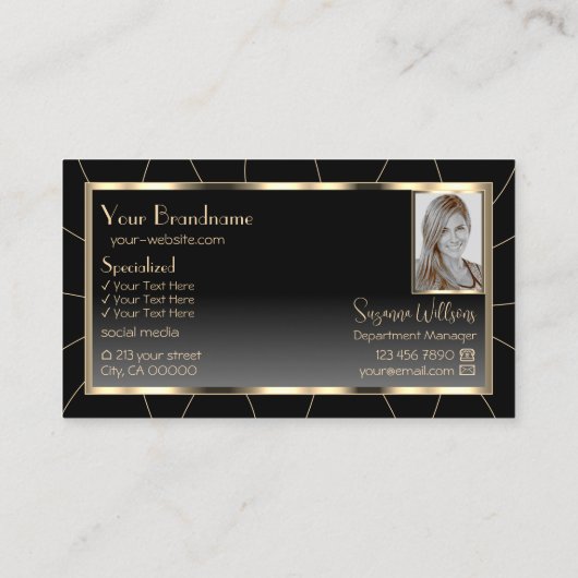 Luxury Gold Lijst Donkere gradiënt stijlvol met fo Visitekaartje (Achterkant)