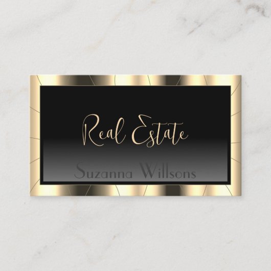 Luxury Gold Lijst Donkere gradiënt stijlvol met fo Visitekaartje (Voorkant)