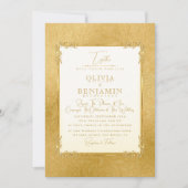 Luxury Gold Lijst florale & Golden texture Wedding Kaart (Voorkant)