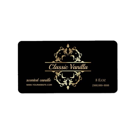 Luxury Gold Lijst-gecentreerd kaarsenlabel Etiket (Voorkant)