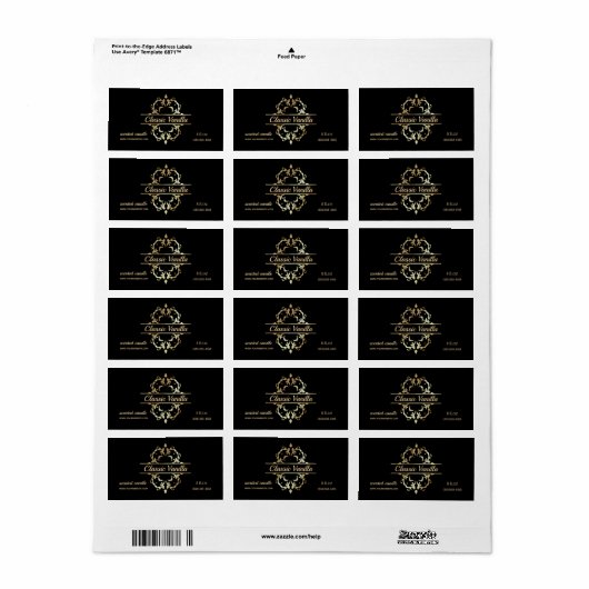 Luxury Gold Lijst-gecentreerd kaarsenlabel Etiket (Full Sheet)