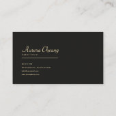 Luxury Gold Line Art Rose Floral Midnight Black Visitekaartje (Achterkant)