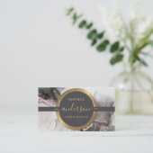 Luxury Gold Logo & Glitter Marble Agate Visitekaartje (Staand voorkant)
