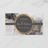 Luxury Gold Logo & Glitter Marble Agate Visitekaartje (Voorkant)