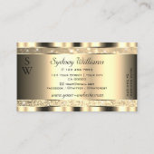 Luxury Gold Luminous Glitter Stars Monogram Golden Visitekaartje (Achterkant)