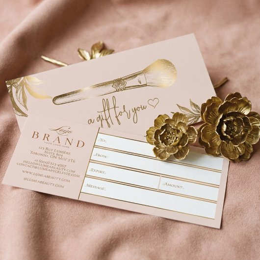 Luxury Gold Makeup Beauty Brush Gift Certificate