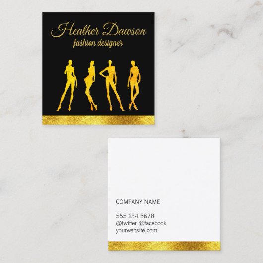 Luxury Gold | Mannequin | Mode Designer Vierkante Visitekaartje (Voorkant / Achterkant)