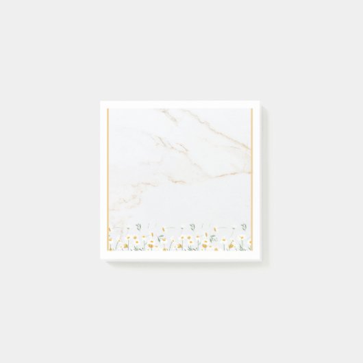 Luxury Gold Marble Daisy Post-it Notes Block (Voorkant)