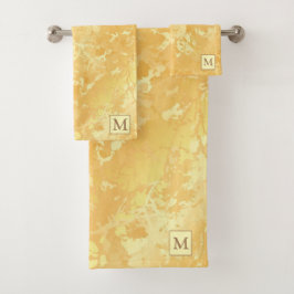Luxury Gold Marble Monogrammed Bad Handdoek