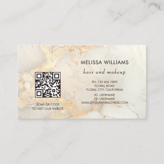  Luxury Gold Marble | QR Code Visitekaartje (Achterkant)