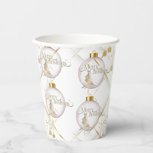 Luxury Gold Merry Christmas Papieren Bekers (Voorkant)