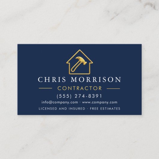 Luxury Gold Metal Contractor QR Code Visitekaartje (Voorkant)