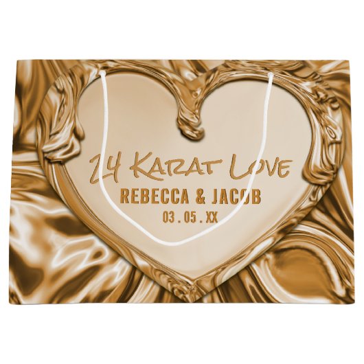 Luxury Gold Metal Heart Groot Cadeauzakje (Voorkant)