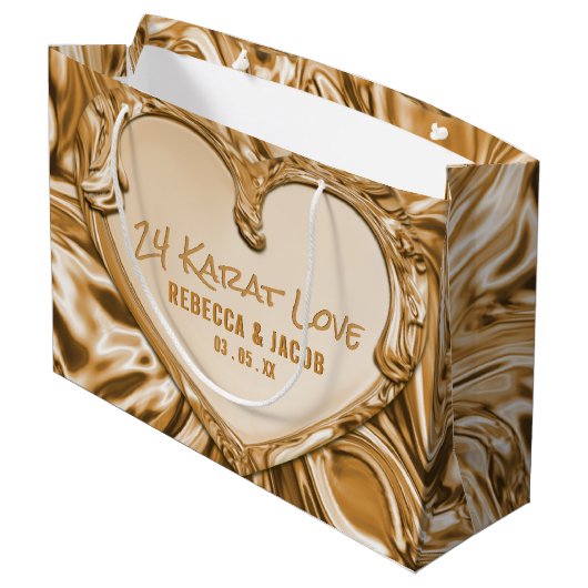 Luxury Gold Metal Heart Groot Cadeauzakje (Achterkant Gekanteld)